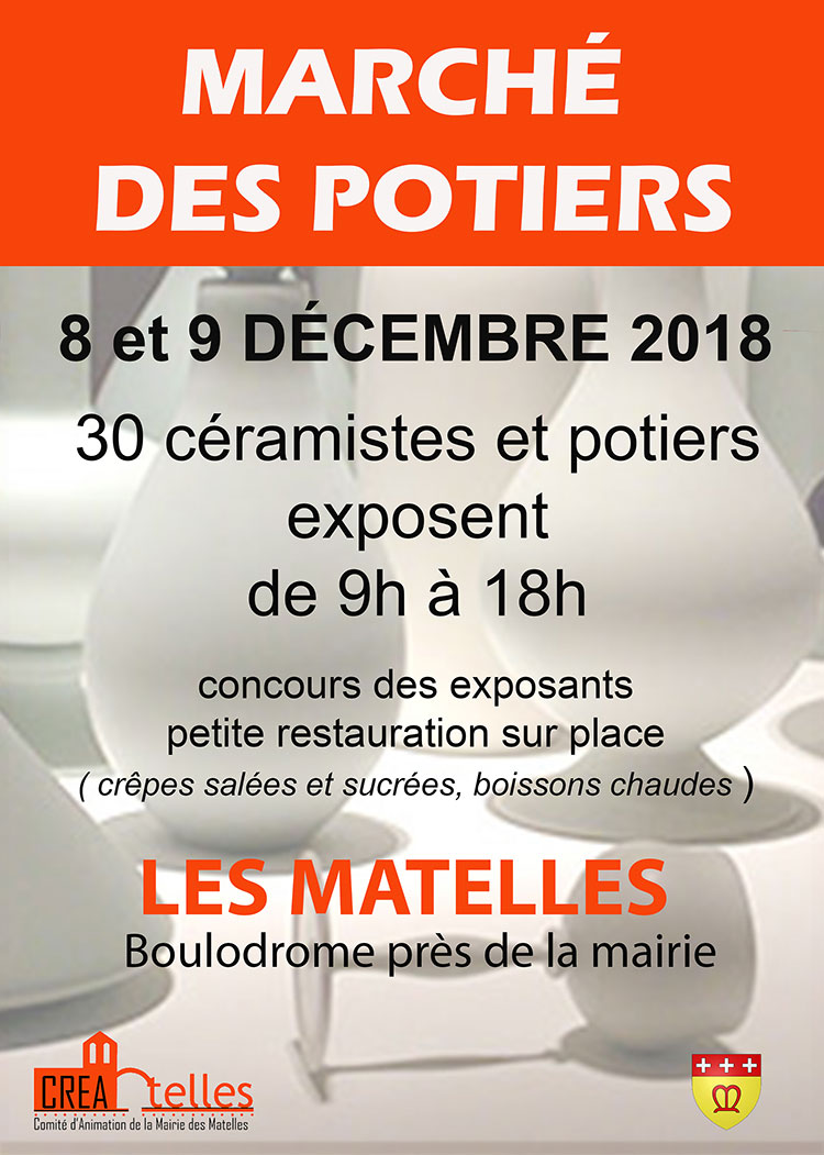 Marché des potiers des Matelles 8 et 9 décembre 2018